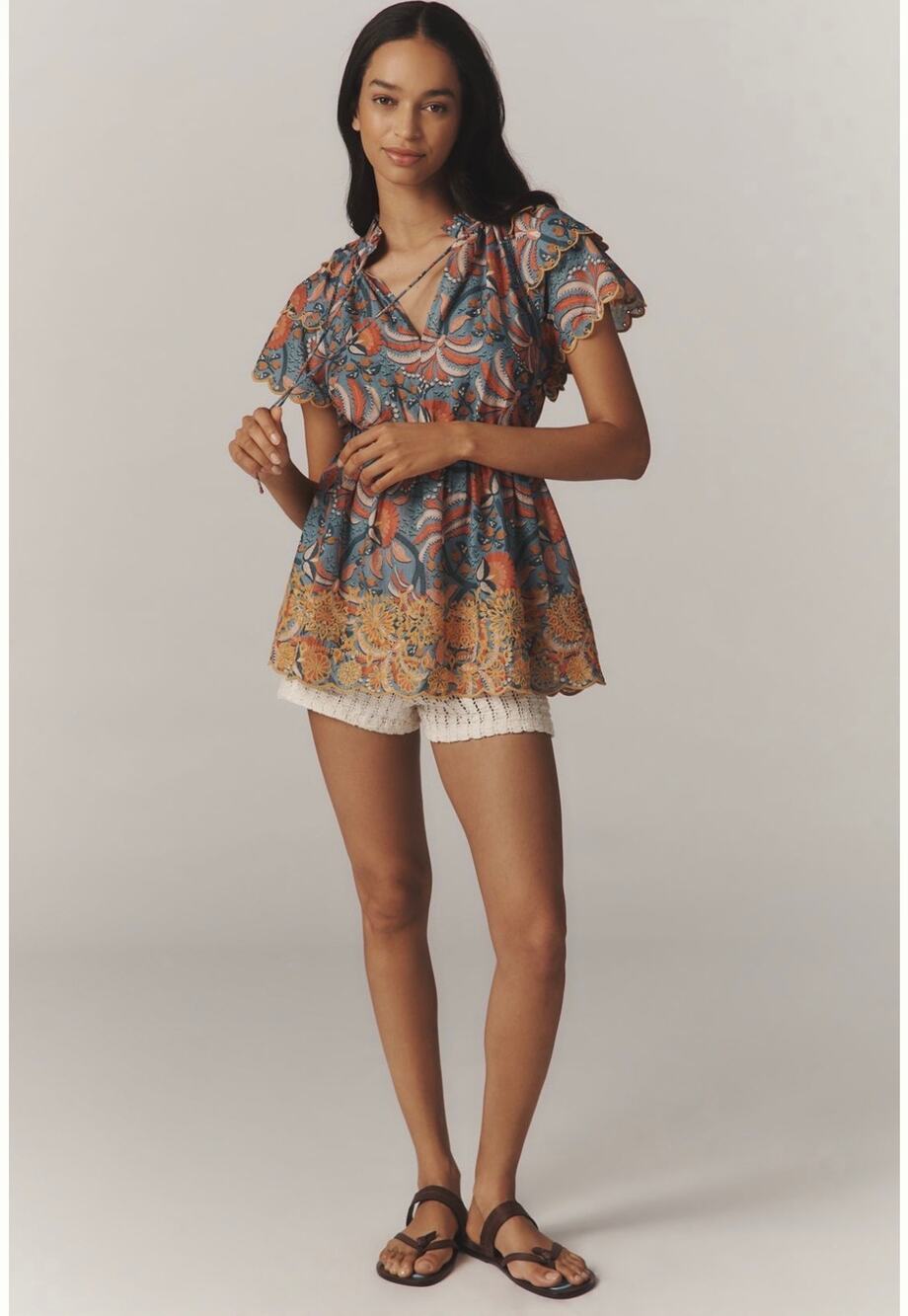 Farm Rio x Anthropologie Printed Richelieu High-Neck Top